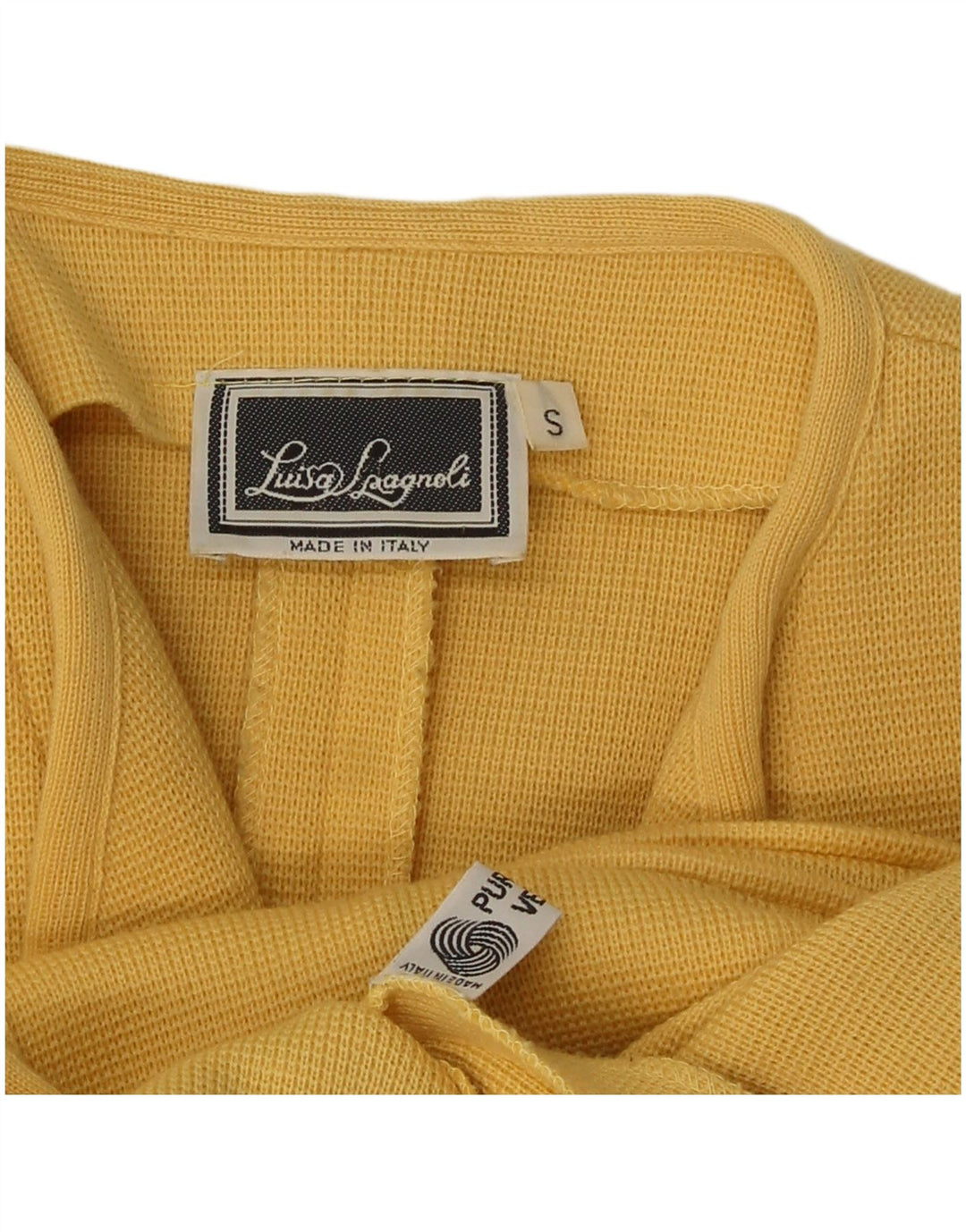 Luisa Spagnoli Chaqueta tipo blazer de punto con 1 botón para mujer UK 10 Small Lana amarilla