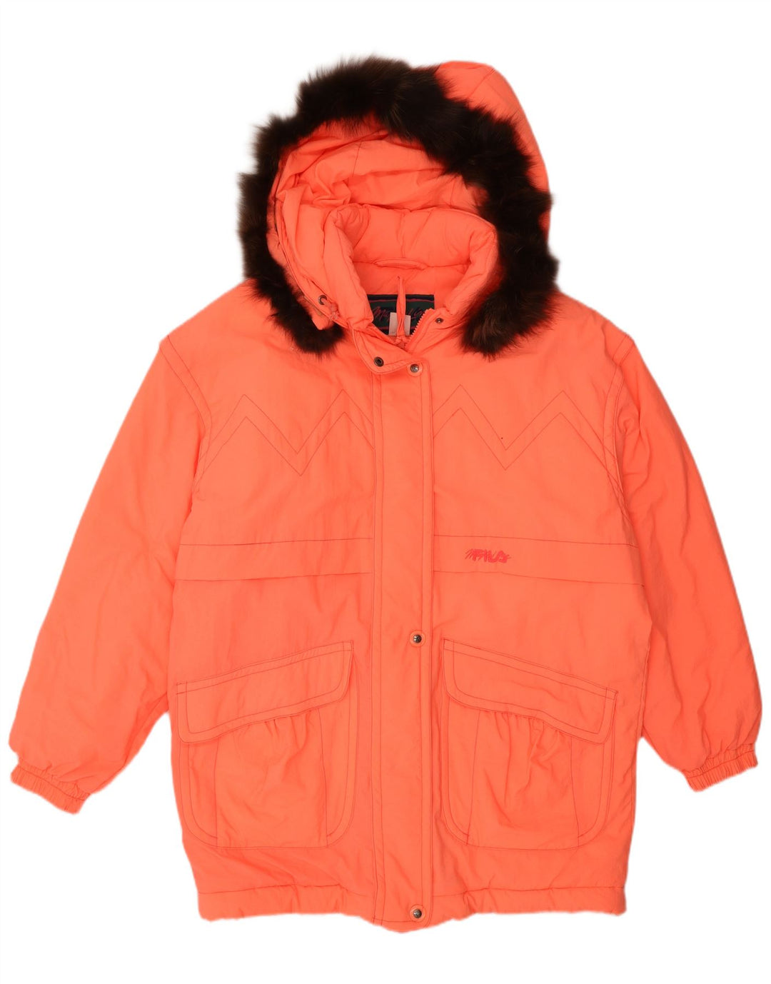Fila Abrigo acolchado extragrande con capucha para mujer IT 44 Poliamida naranja medio