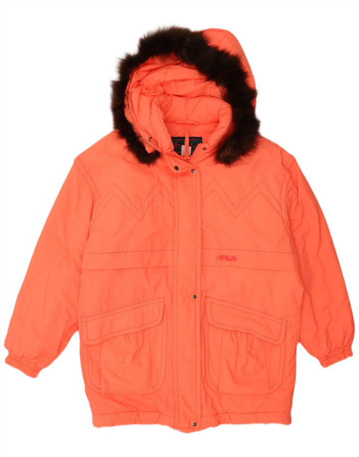Fila Abrigo acolchado extragrande con capucha para mujer IT 44 Poliamida naranja medio