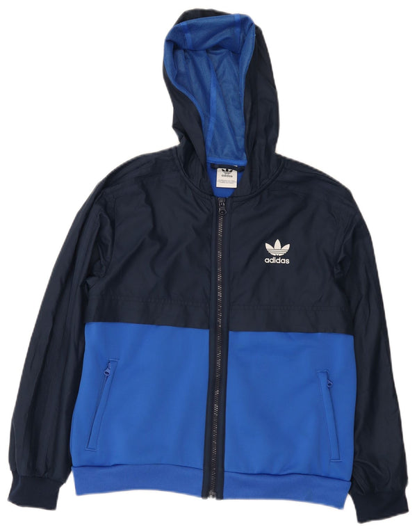 Adidas - Chaqueta de chándal con capucha para niño, 10-11 años, color azul marino