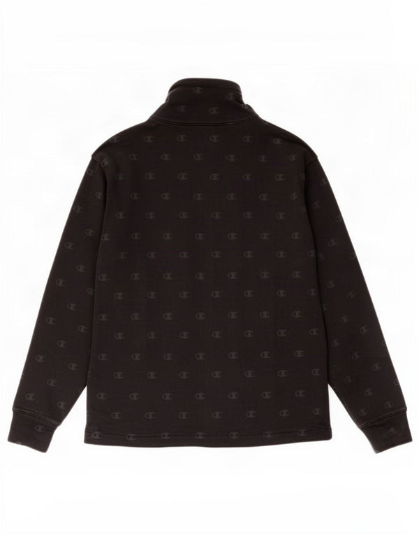Champion Mujer Graphic Chándal Top Chaqueta Reino Unido 10 Pequeño Algodón Negro