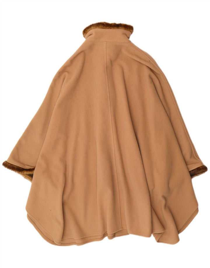 Vintage Mujer Poncho Abrigo Un Tamaño Beige