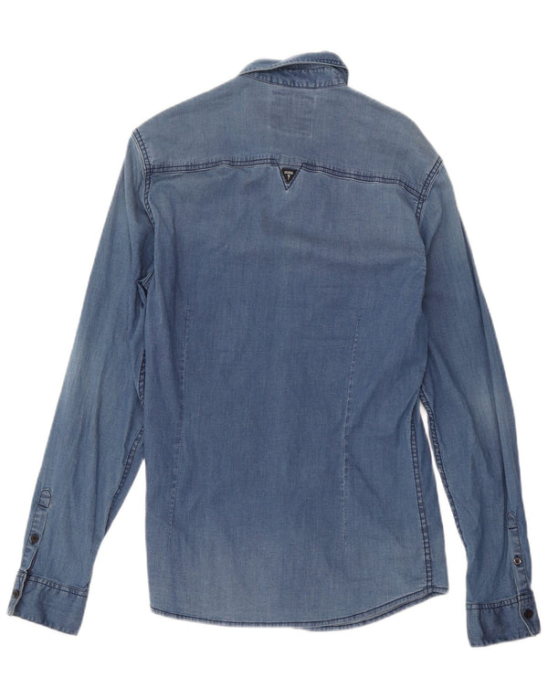 Guess Camisa Vaquera Slim Fit Azul Pequeño |