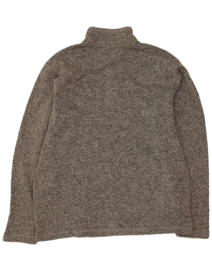 Eddie Bauer Suéter alto con cuello y botones para hombre, talla grande, gris moteado