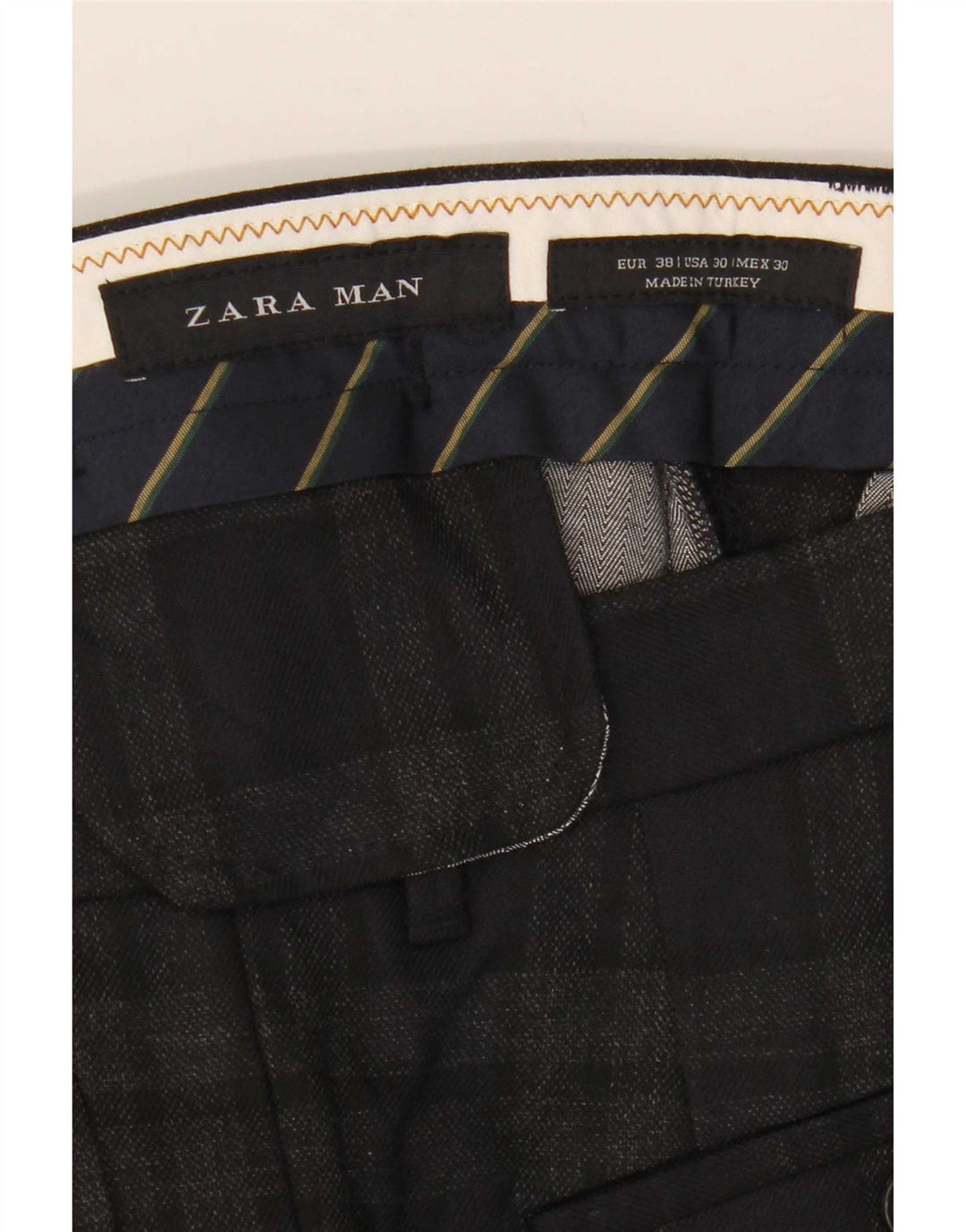 Zara Mens Slim Cropped Pantalones EU 38 Small W30 L25 Gris Cuadro Poliéster
