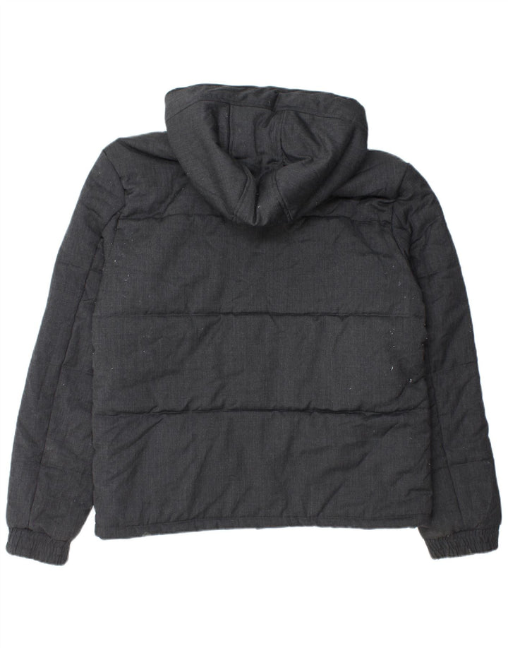 French Connection Chaqueta acolchada con capucha para hombre UK 42 XL Lana negra