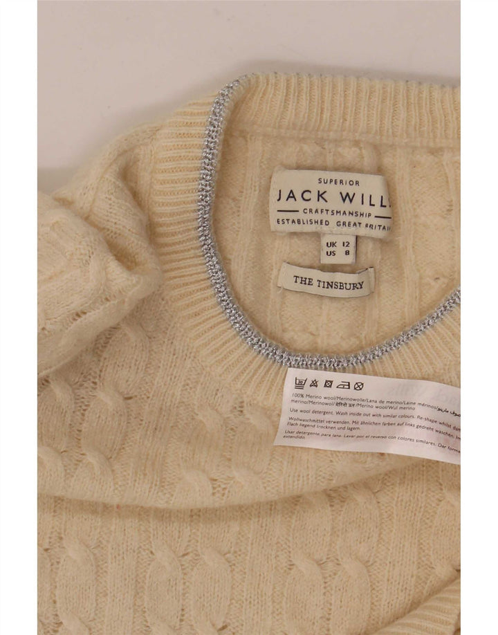 Jack Wills Suéter tipo jersey con cuello barco para mujer UK 12 Medium Off White