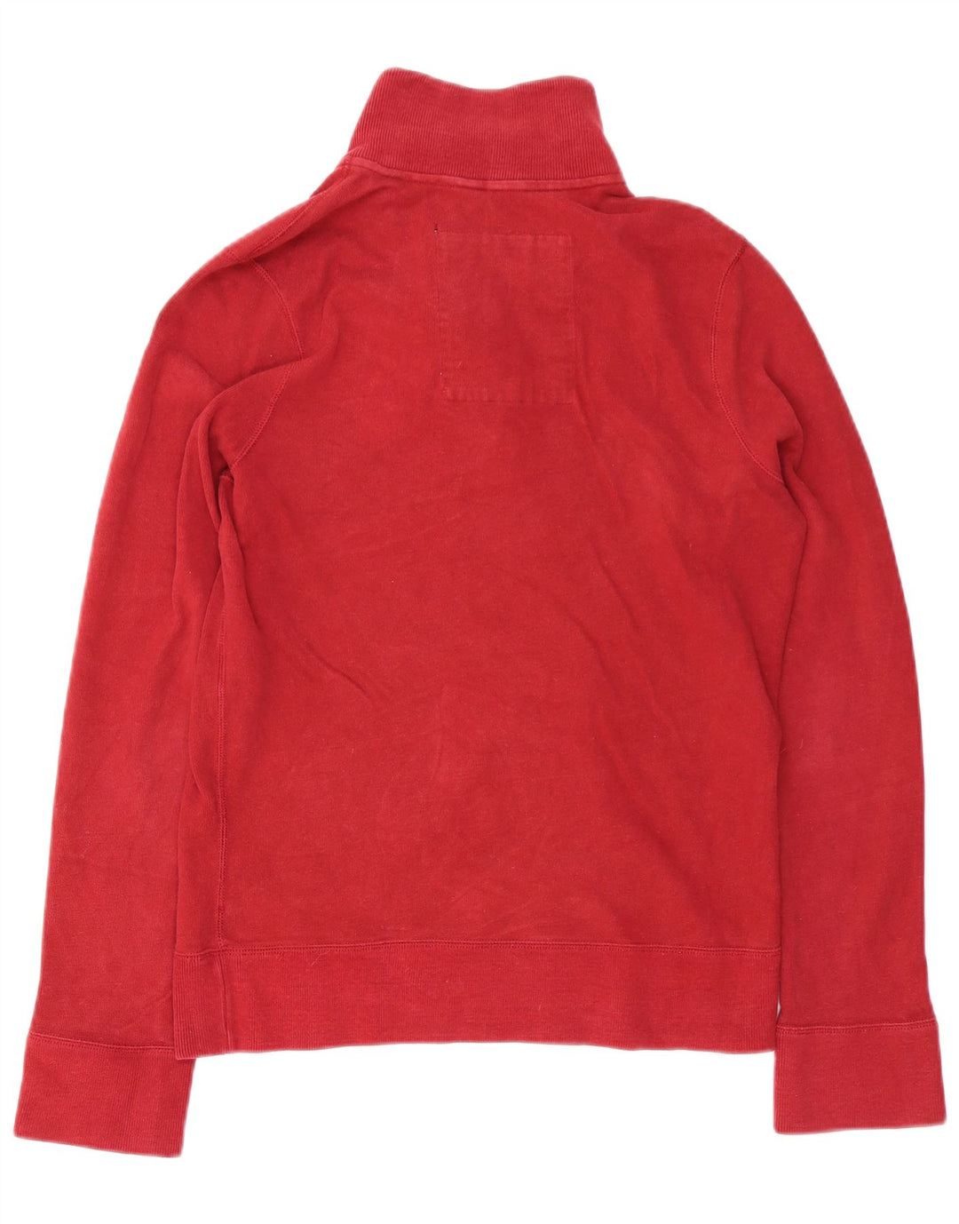 Hollister Hombre Gráfico Botón Cuello Sudadera Jumper Algodón Rojo Medio