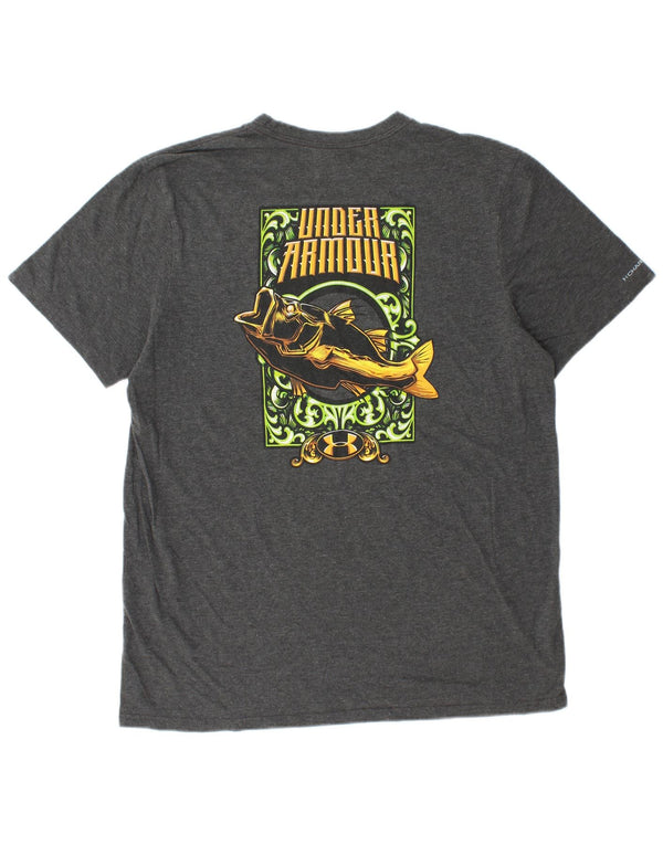 UNDER ARMOUR Camiseta gráfica Heat Gear para hombre Top grande de algodón gris