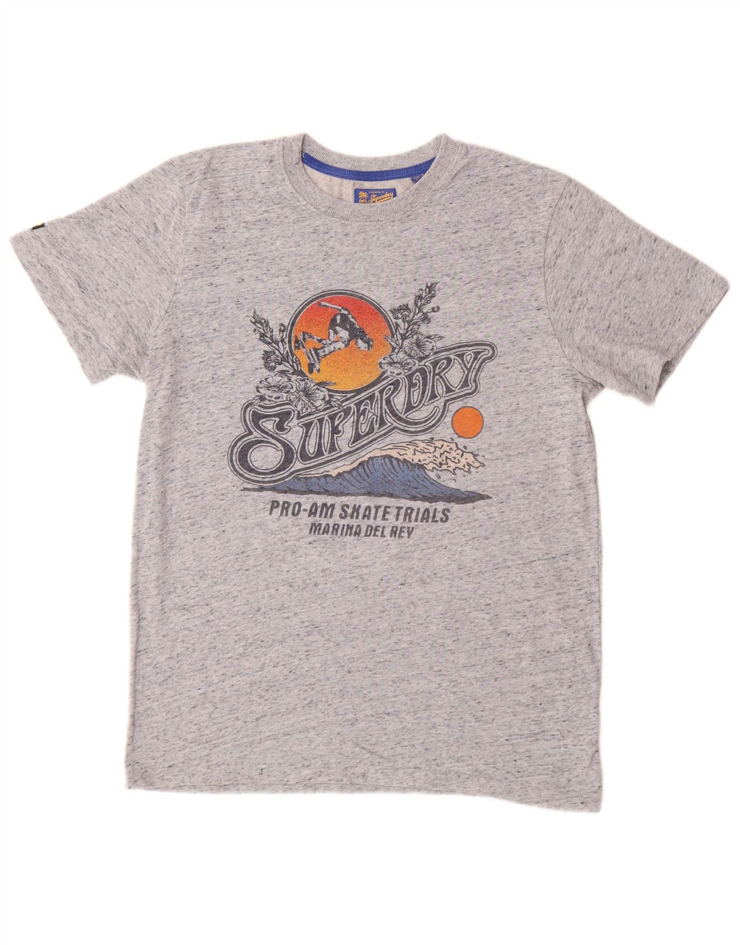 SUPERDRY Camiseta gráfica para hombre Top de algodón moteado gris medio