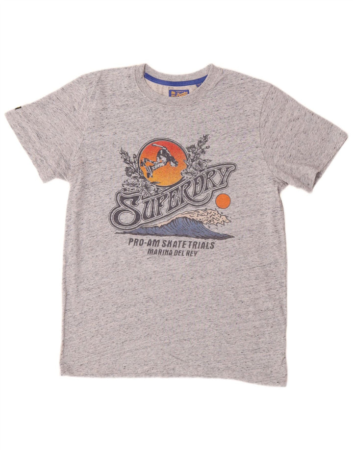 SUPERDRY Camiseta gráfica para hombre Top de algodón moteado gris medio