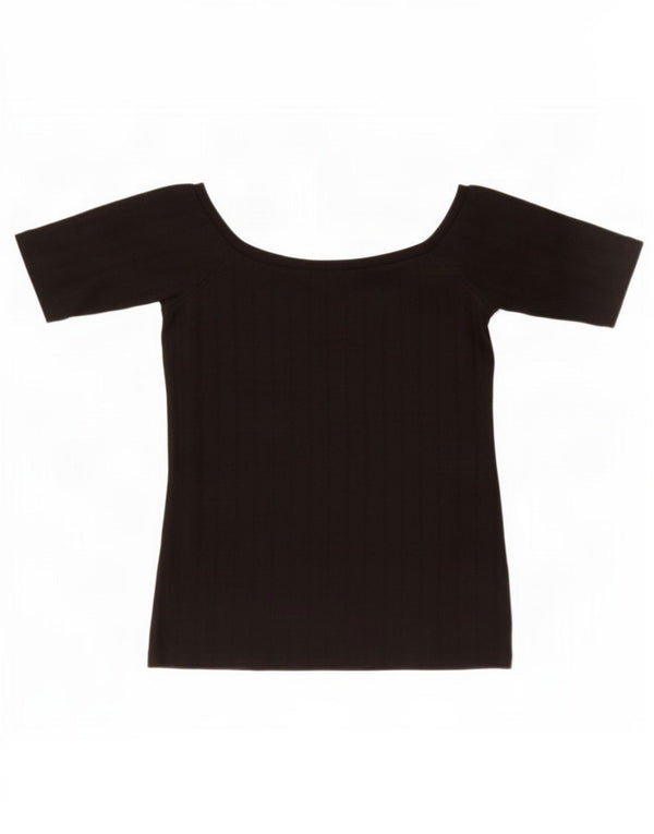 Zara Mujer Blusa Corta Top UK 8 Small Negro
