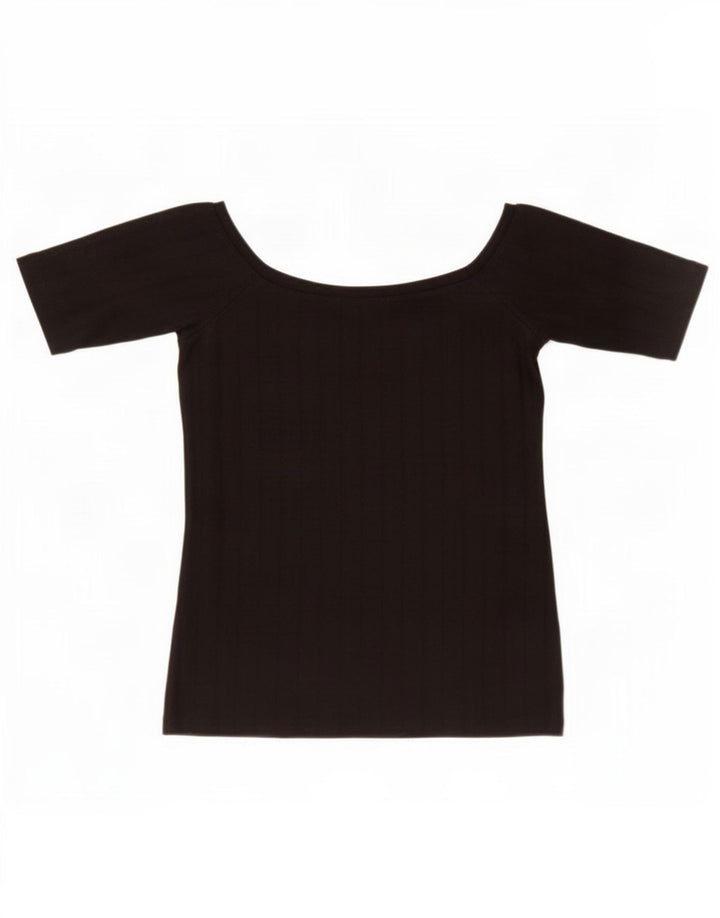 Zara Mujer Blusa Corta Top UK 8 Small Negro