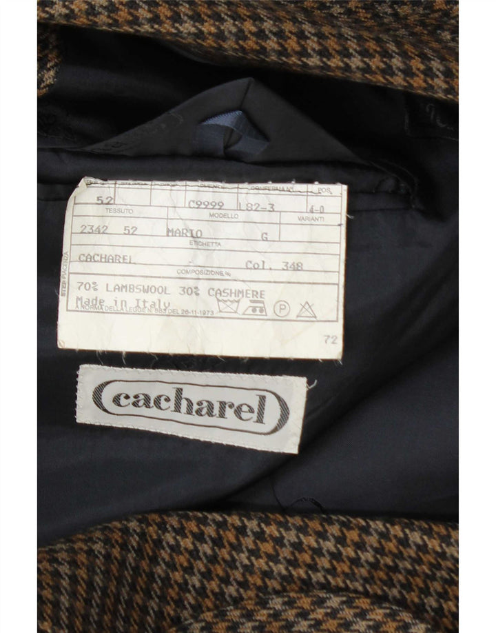 Cacharel Chaqueta tipo blazer de 2 botones para hombre IT 52 XL Lana de pata de gallo marrón