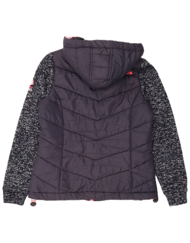 Superdry Chaqueta Acolchada Con Capucha Para Mujer UK 40 Mediana Azul Marino Moteada