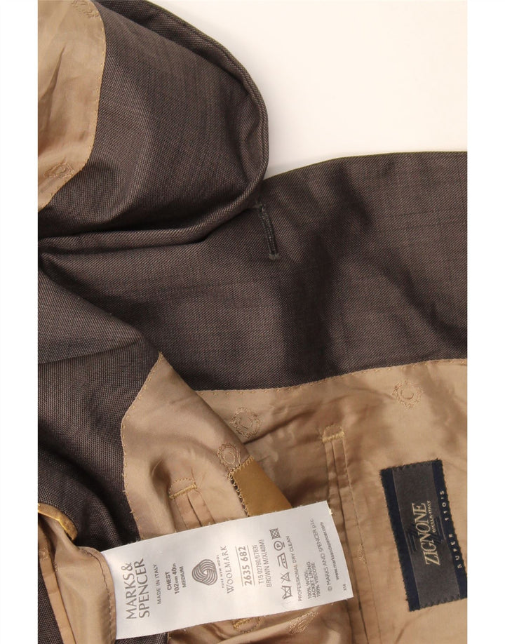 Marks & Spencer Chaqueta tipo blazer de 3 botones para hombre UK 40 Large Grey Wool