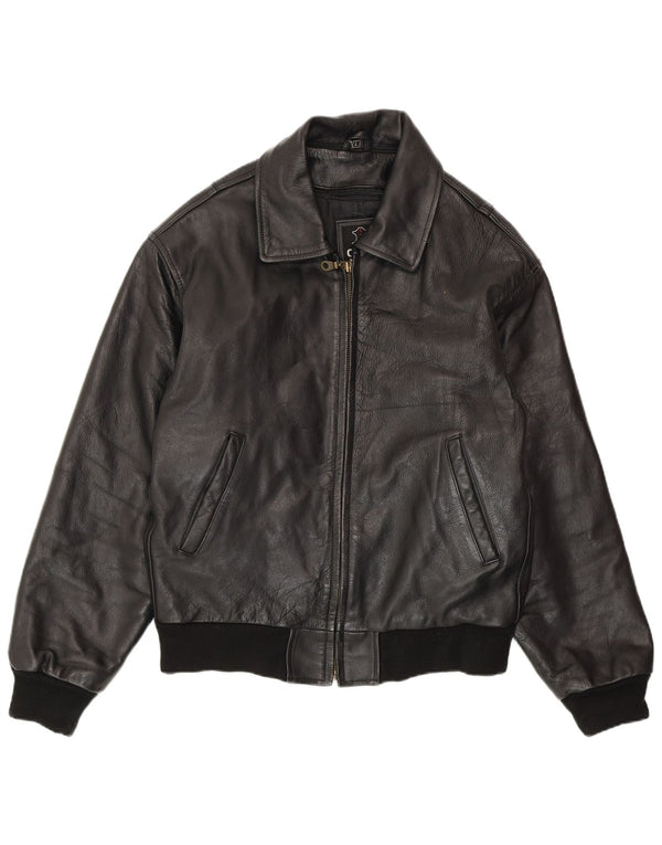 VINTAGE Chaqueta de cuero para hombre Reino Unido 40 Cuero negro grande
