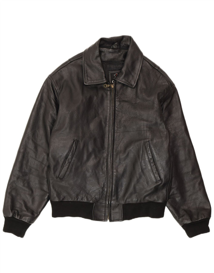 VINTAGE Chaqueta de cuero para hombre Reino Unido 40 Cuero negro grande
