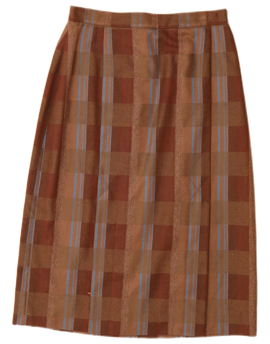 Falda recta vintage de cintura alta para mujer IT 44 Medium W26 Brown Plaid