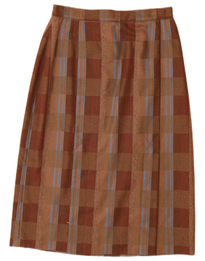 Falda recta vintage de cintura alta para mujer IT 44 Medium W26 Brown Plaid
