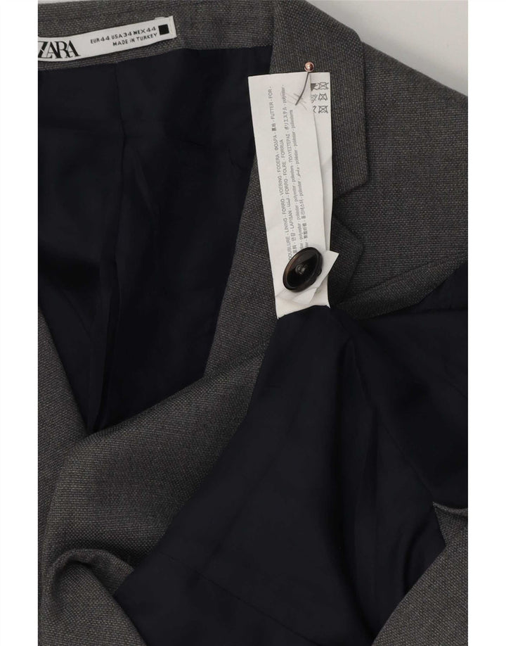 Zara Chaqueta Blazer De 1 Botón Para Hombre EU 44 XS Gris Poliéster