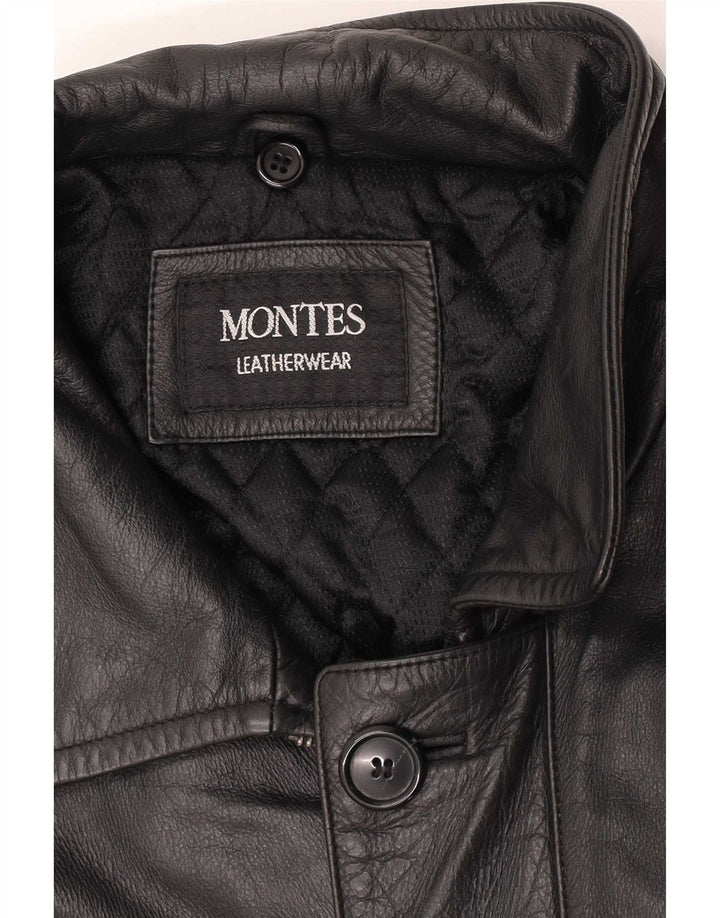 Montes Abrigo de cuero para hombre UK 38 Medium Black