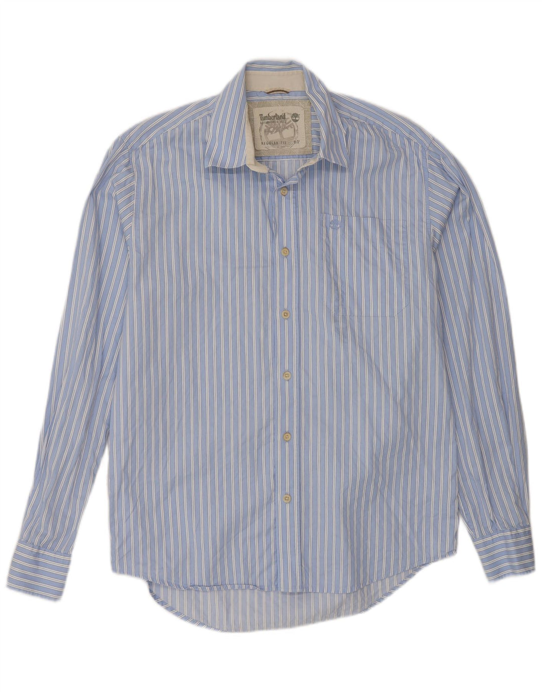 Camisa Timberland Hombre Regular Fit Algodón Rayas Azul Pequeña