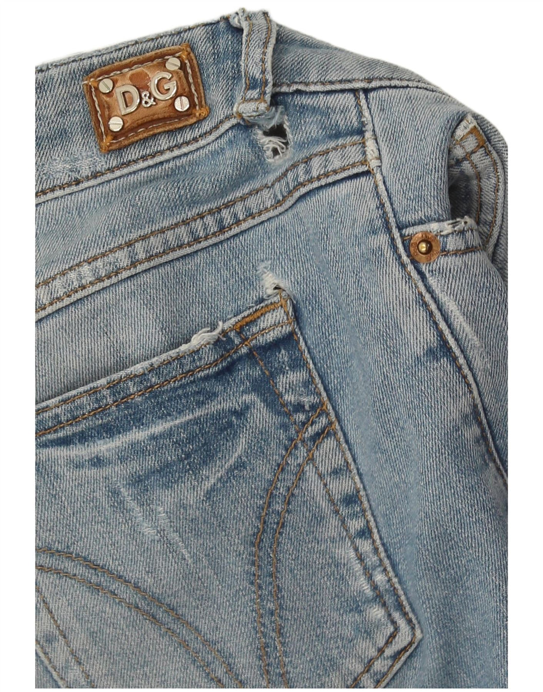 Dolce & Gabbana Vaqueros Slim Desgastados Mujer W29 L32 Algodón Azul