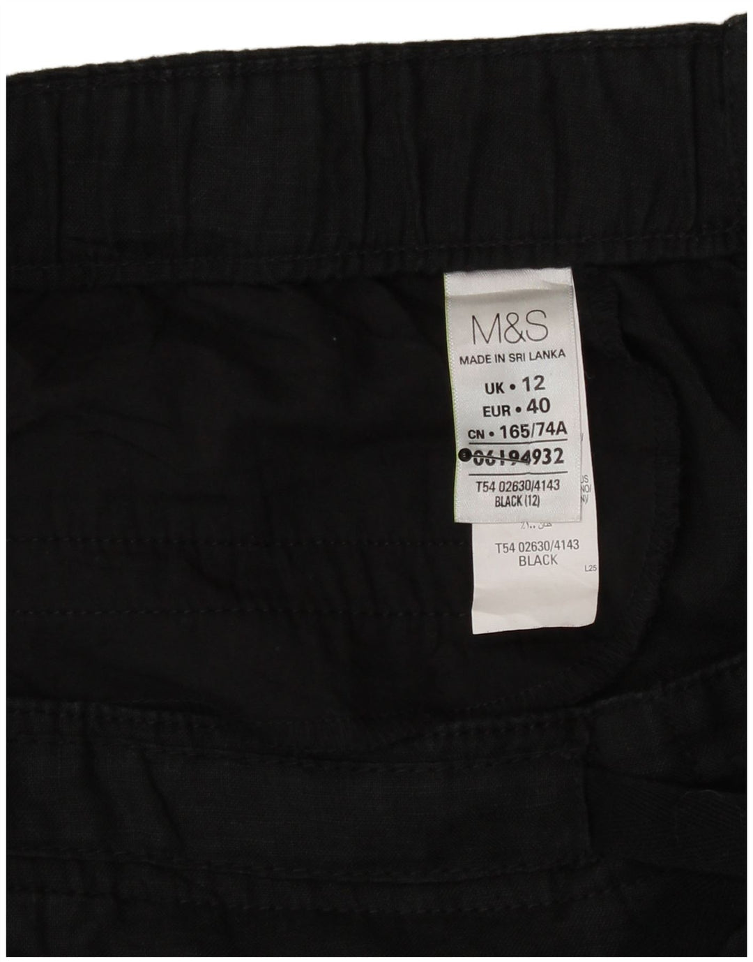 Marks & Spencer Falda recta para mujer UK 12 Medium W32 Lino negro