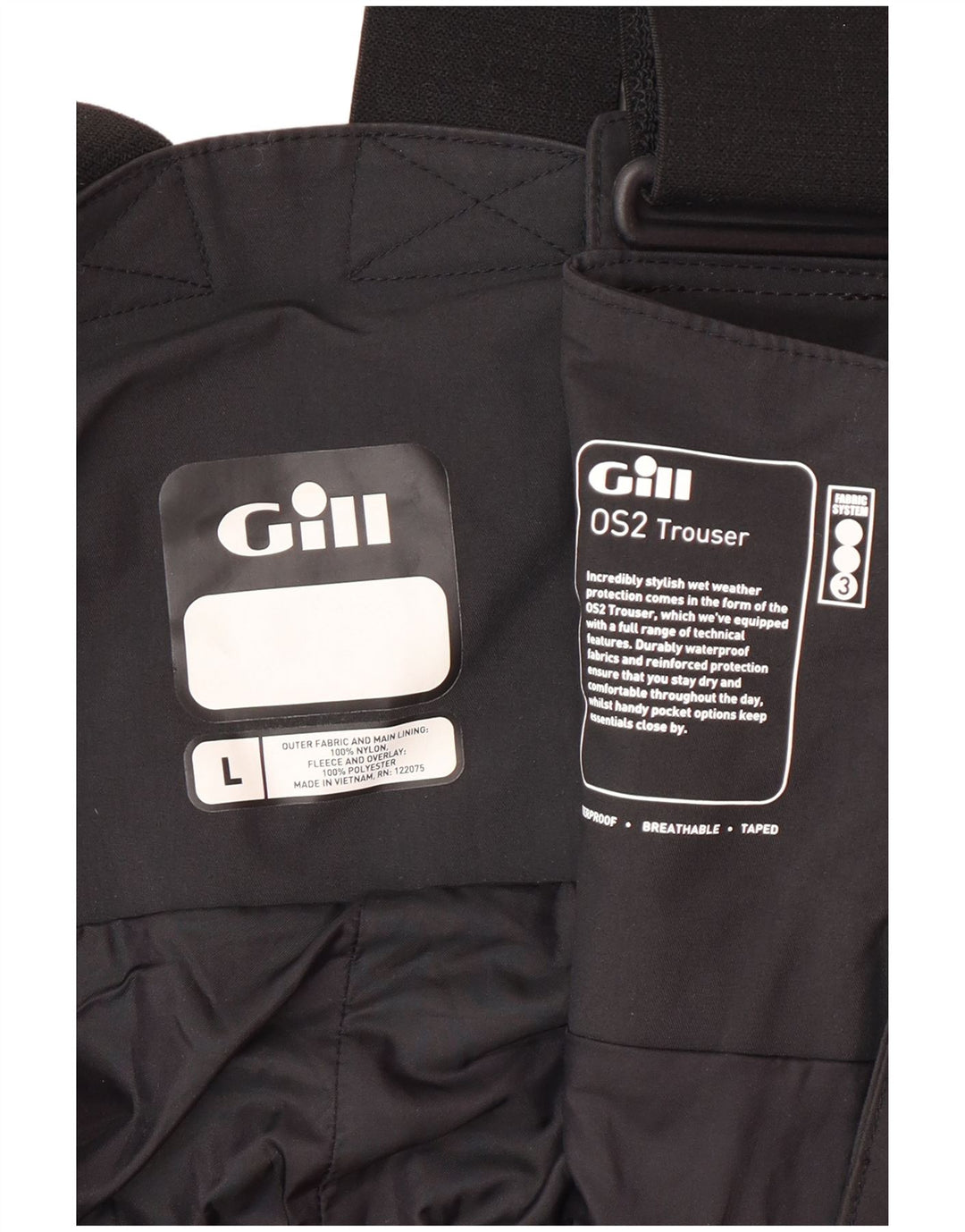 GILL Hombre Cargo Peto Pantalón Impermeable Grande Nylon Negro Náutico