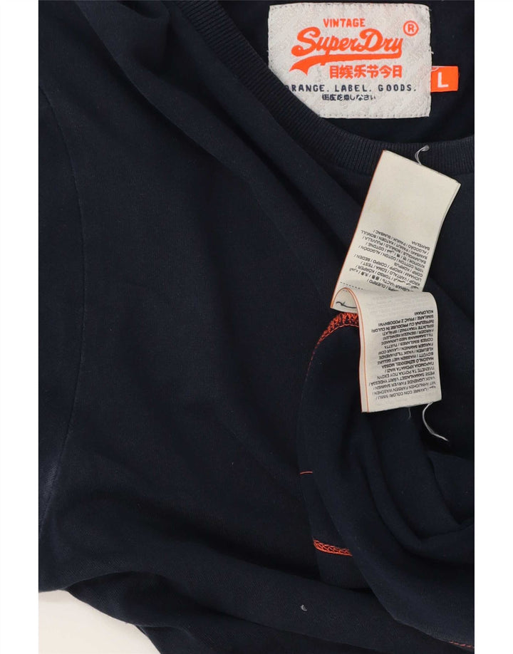 Superdry Camiseta para hombre Top Large Azul Marino Algodón