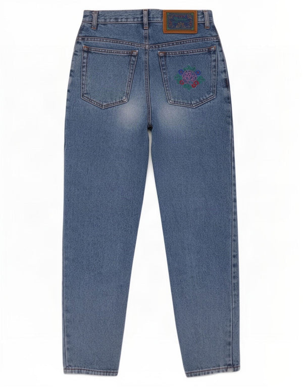 Carino Jeans cónicos de cintura alta para mujer IT 42 Medium W29 L27 Blue Floral