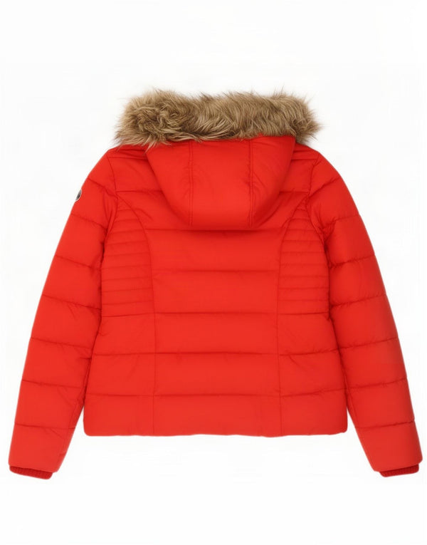 Abercrombie & Fitch Chaqueta acolchada con capucha para mujer UK 46 Grande Poliéster rojo