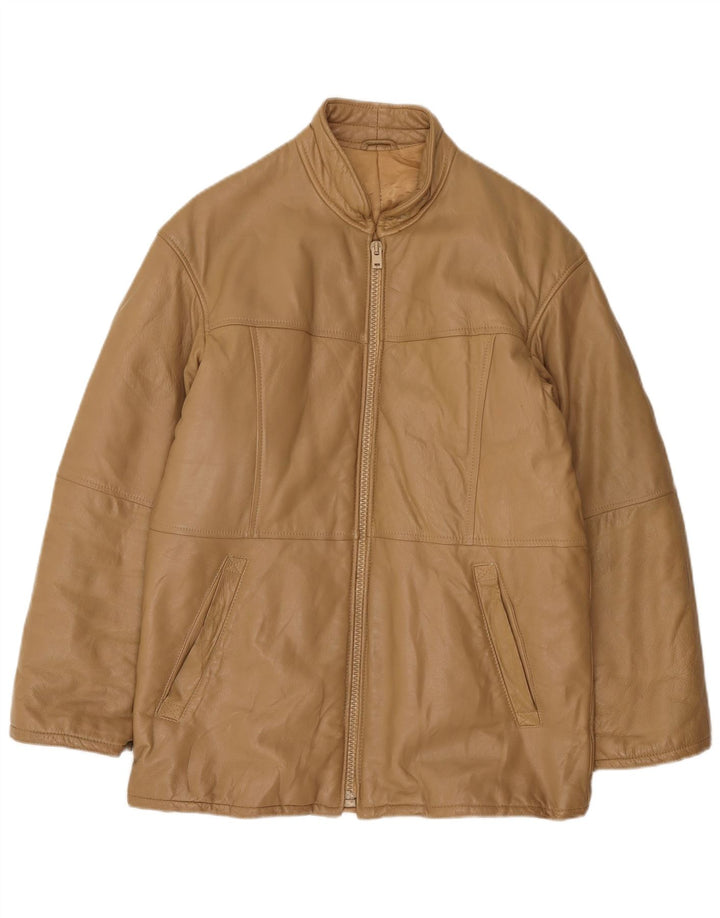 VINTAGE Chaqueta de cuero para hombre IT 48 Marrón medio