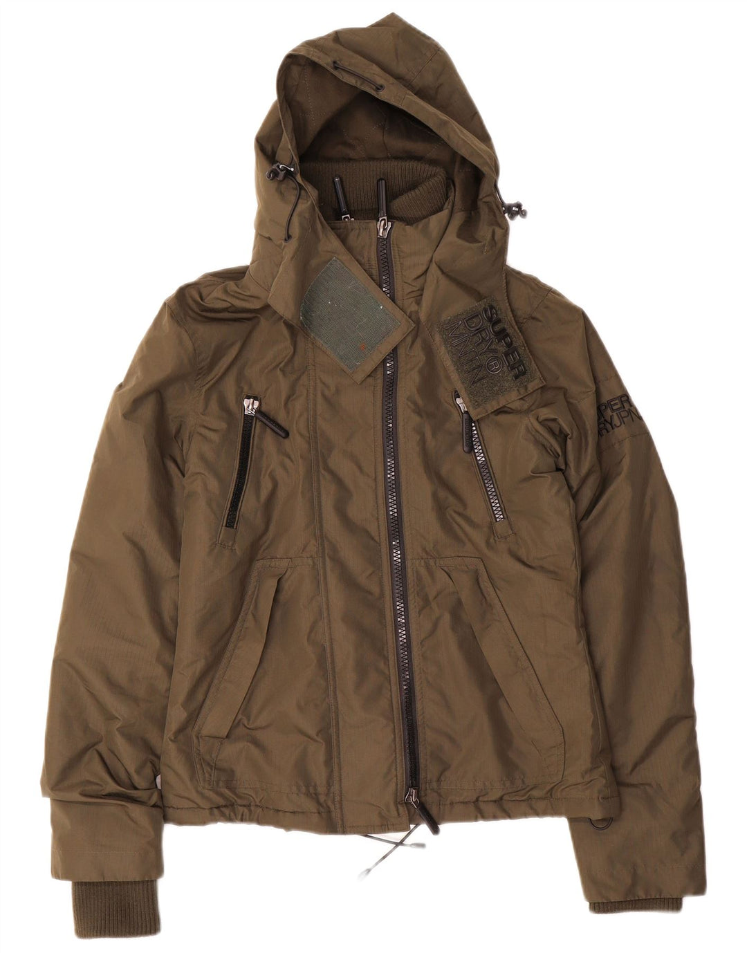 Superdry Chaqueta cortavientos con capucha para mujer UK 8 Small Caqui Poliéster