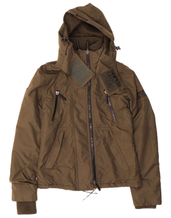 Superdry Chaqueta cortavientos con capucha para mujer UK 8 Small Caqui Poliéster
