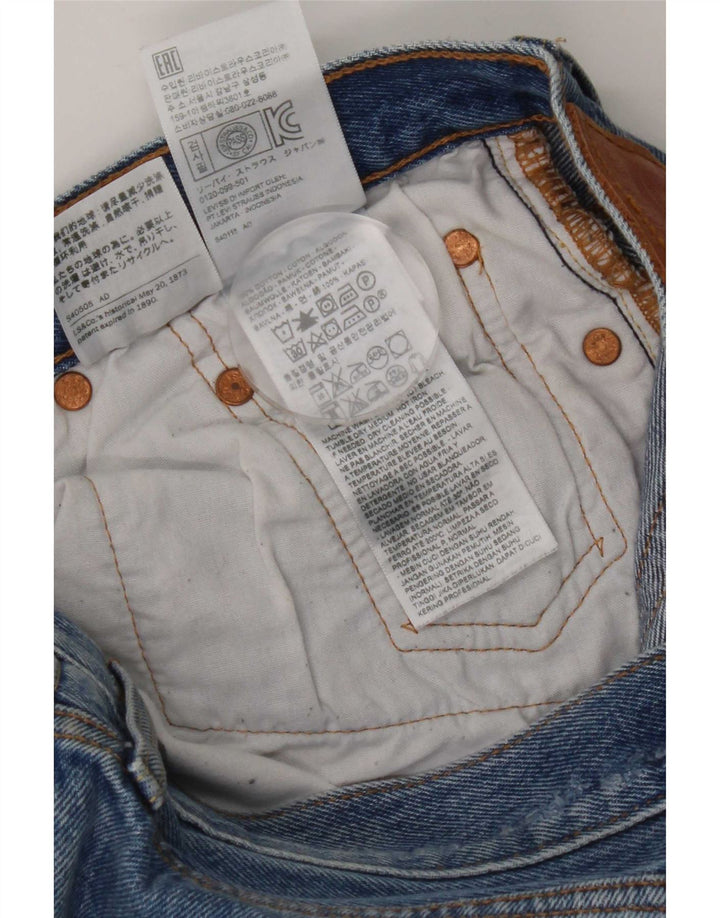 Levi's Mujer 501 Vaqueros Rectos Desgastados W28 L32 Algodón Azul
