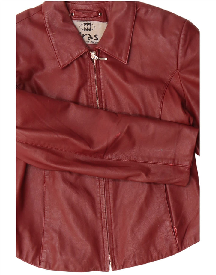 Vintage mujer chaqueta de cuero Reino Unido 14 cuero rojo grande