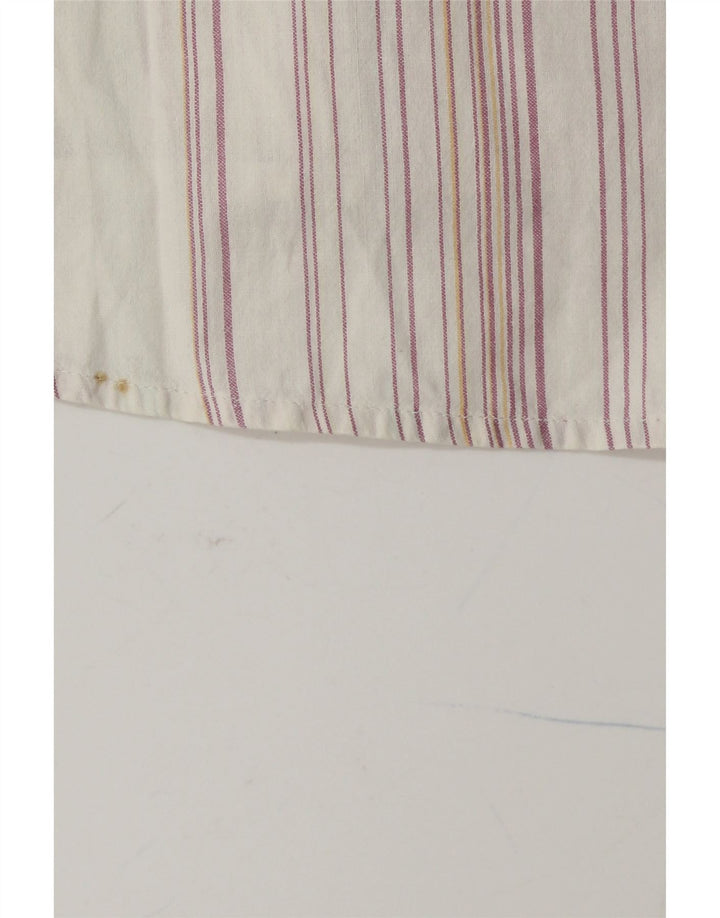 KAPPA Camisa de manga corta para hombre de algodón a rayas blancas medianas