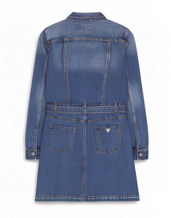 Guess Girls Long Sleeve Denim Dress 11-12 Years Blue Cotton