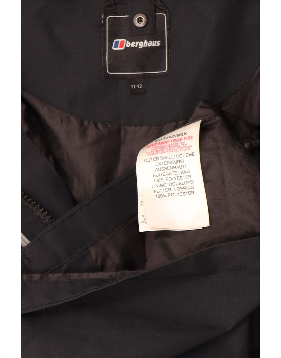Berghaus Chaqueta cortavientos con capucha para niño 11-12 años Negro Poliéster