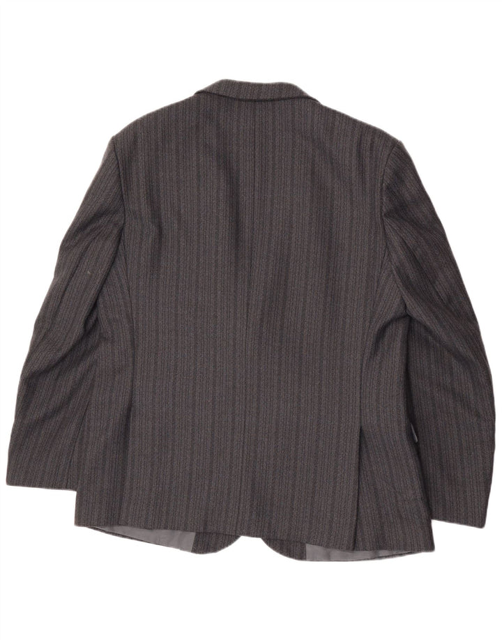 Vintage hombres 2 botones Blazer chaqueta Reino Unido 44 2XL gris rayas terileno