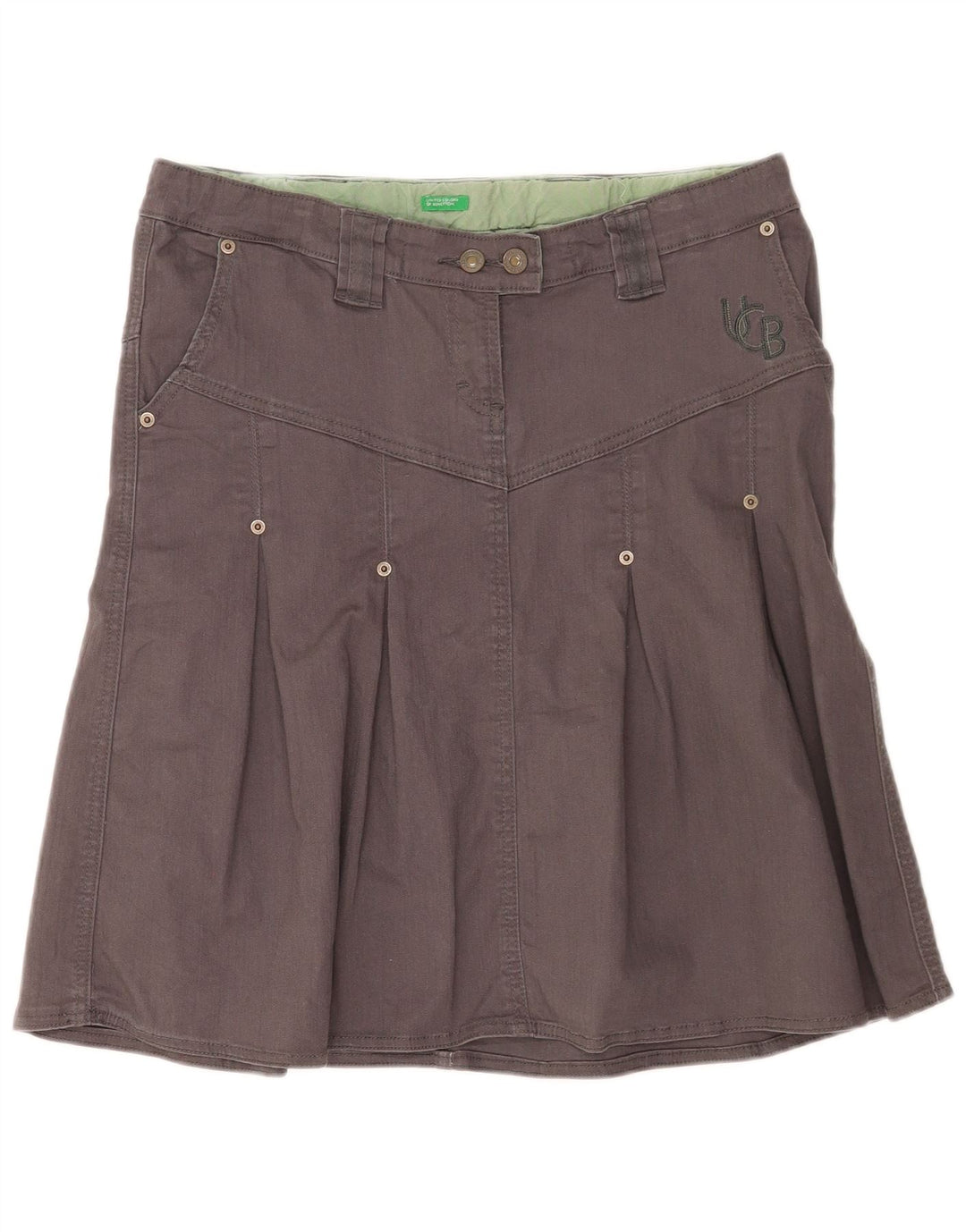 Benetton Falda Acampanada Pequeña W32 Gris Algodón