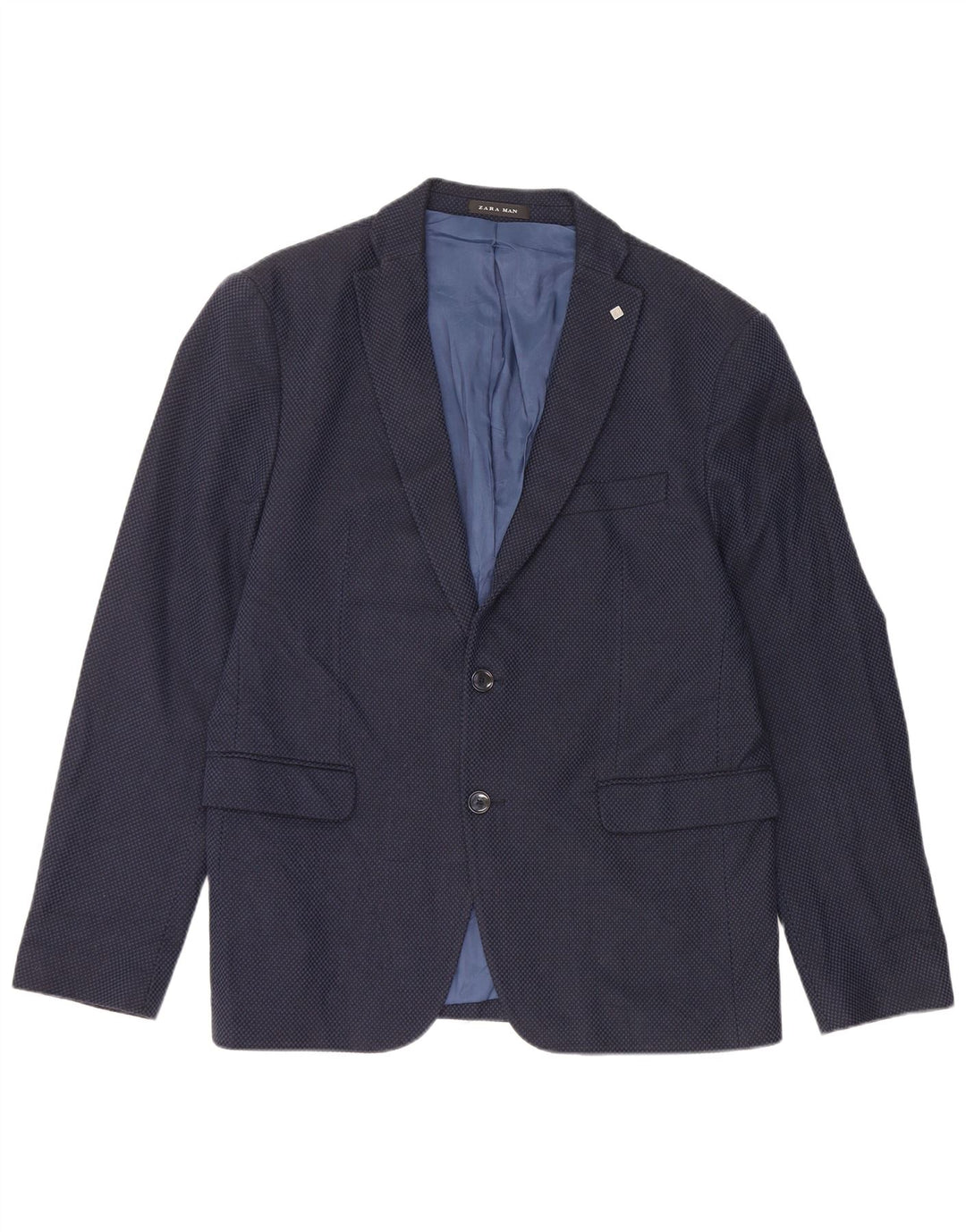 Zara Chaqueta tipo blazer de 2 botones para hombre EU 52 Grande Azul marino Algodón
