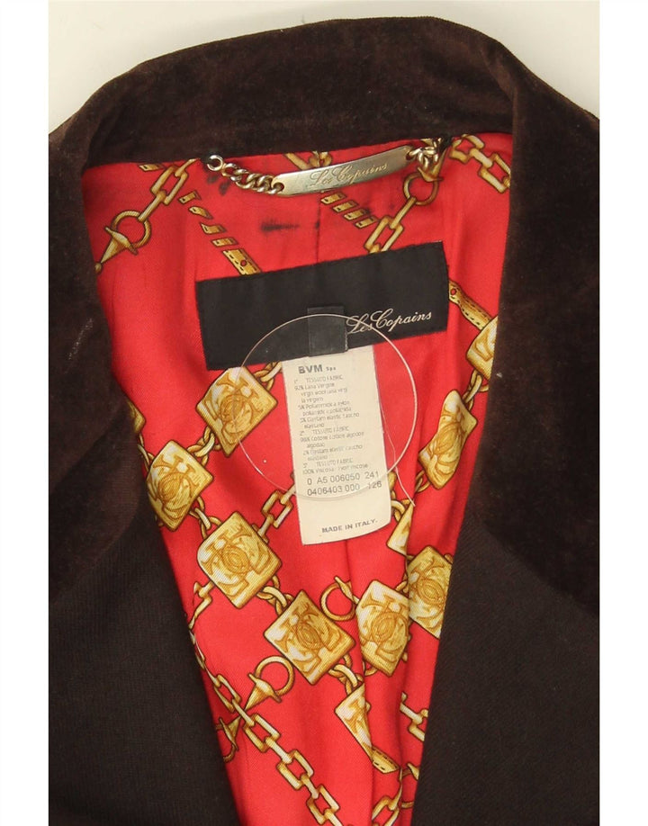 Les Copains Chaqueta Blazer De 3 Botones Para Mujer IT 52 2XL Lana Virgen Marrón