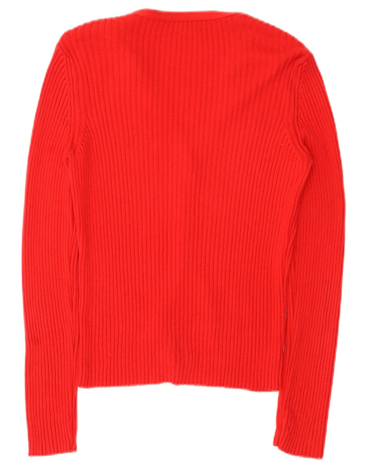 Benetton Cárdigan Mujer UK 42 Mediano Rojo Algodón
