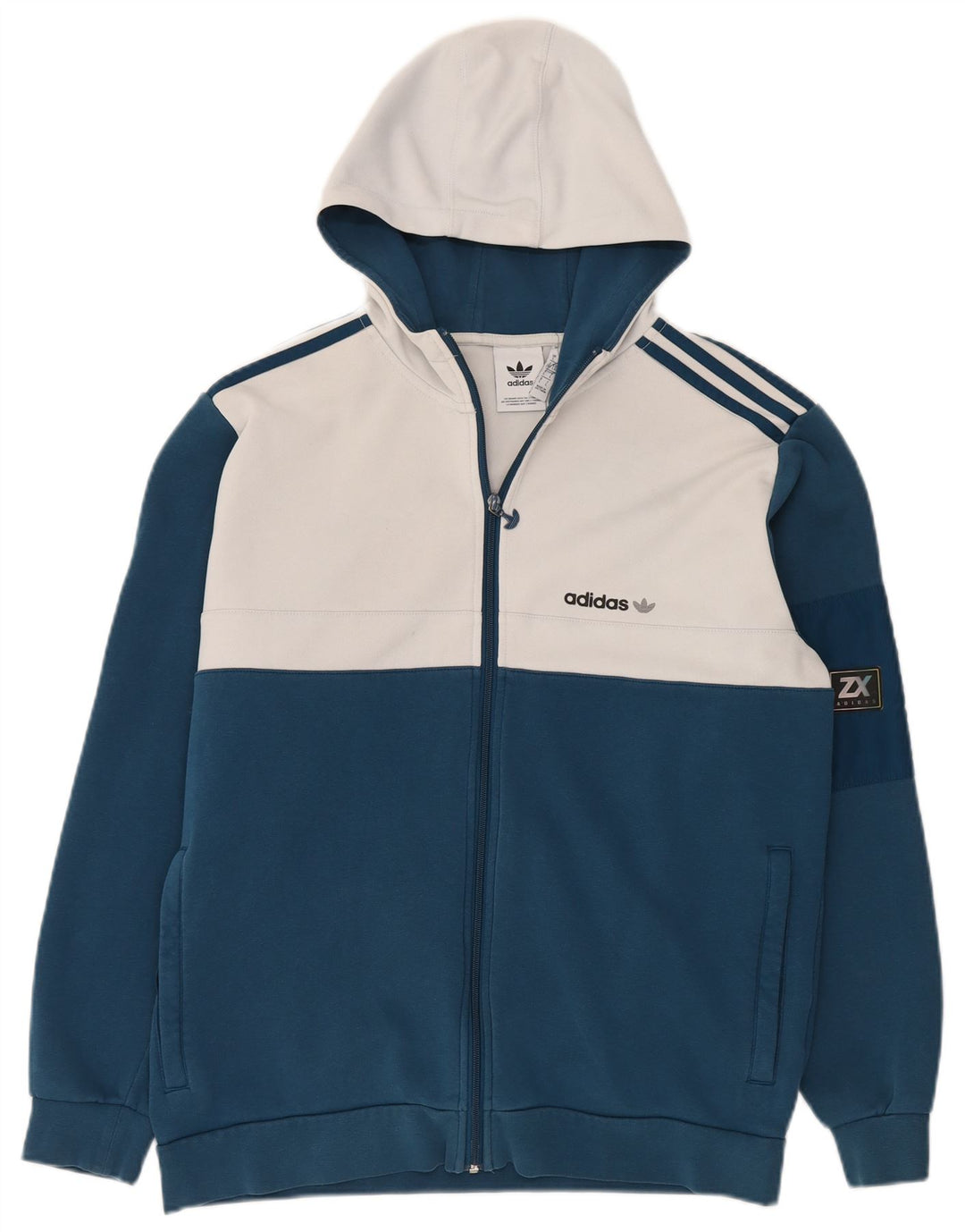 Adidas - Sudadera con capucha y cremallera para hombre, poliéster, color azul, grande