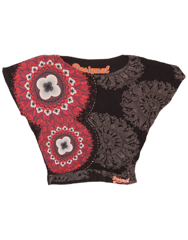 Desigual Blusa con diseño de alas de murciélago para mujer UK 40 Large Black Paisley