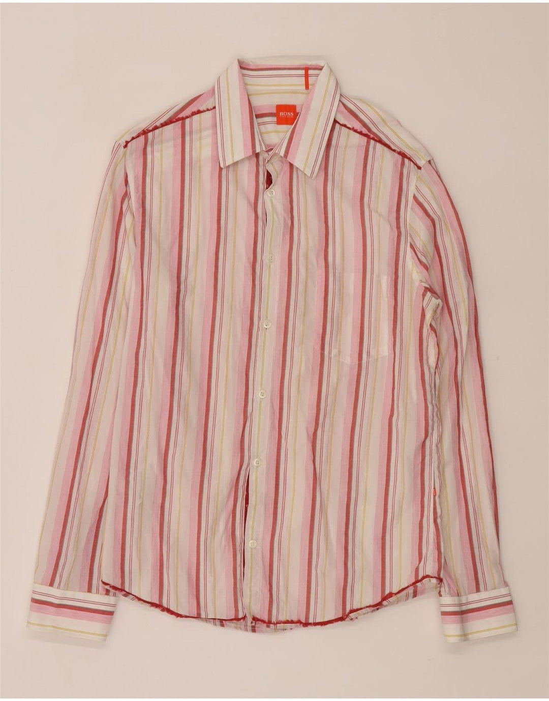 Camisa Hugo Boss Hombre Grande Algodón A Rayas Rosa