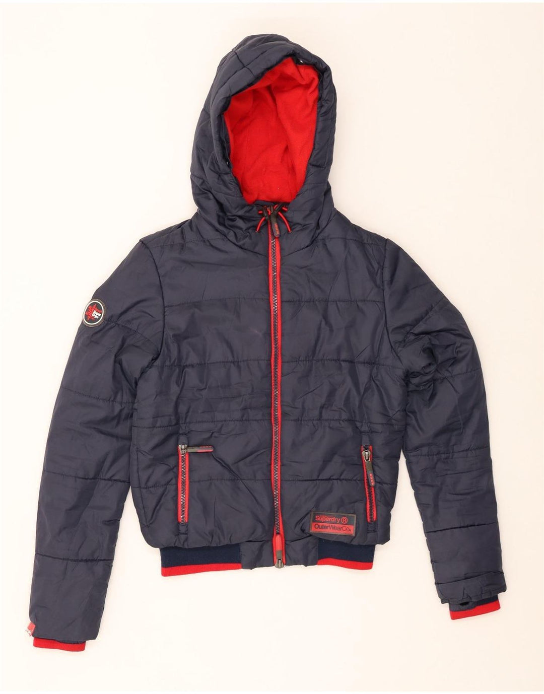 SUPERDRY Chaqueta acolchada con capucha para hombre UK 36 Small Azul marino Poliéster